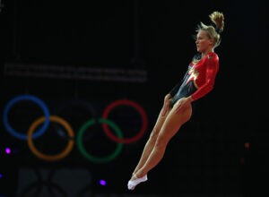 Tatsiana Piatrenia of Belarus competes in the women's gymnastics trampoline final in the North Greenwich Arena during the London 2012 Olympic Games August 4, 2012.                REUTERS/Brian Snyder (BRITAIN  - Tags: SPORT OLYMPICS SPORT GYMNASTICS)